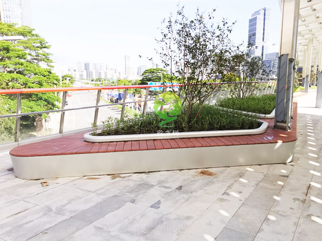 不銹鋼花池坐凳美化深圳前海跨街公園G9天橋城市戶(hù)外景觀
